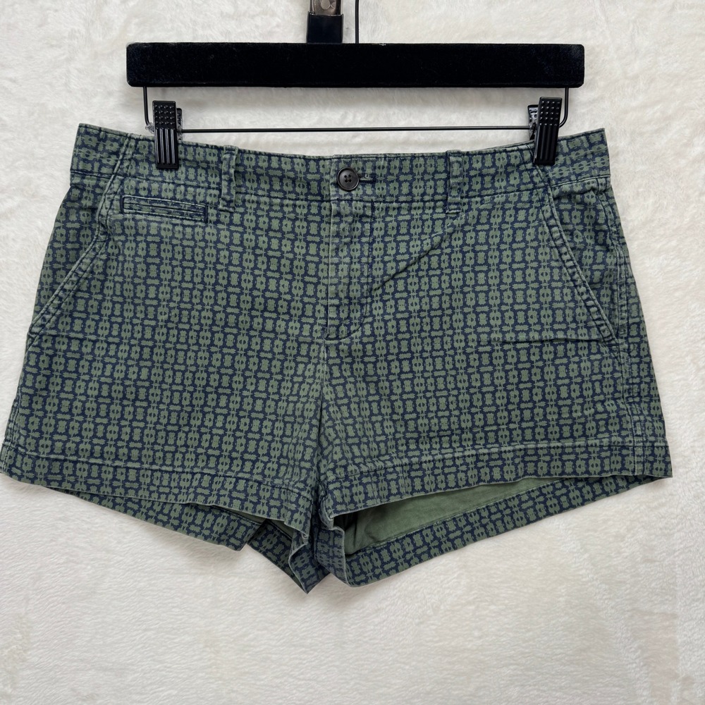 Gap Shorts Womens 8 Green Navy Blue Geometric Summer Short Mid Rise Chino Cotton